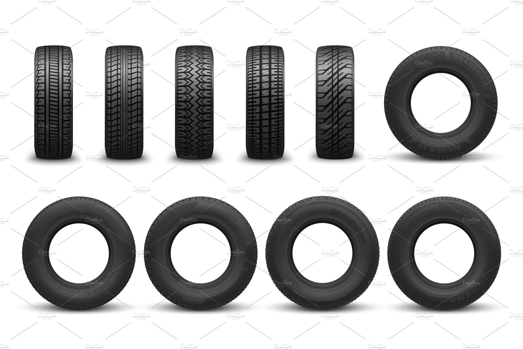 Types of tire with tread patterns by Vector Tradition SM on Dribbble