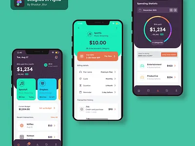 Bill & Subscription App UI UX Design appdesign creative design figma inspiration mobileapp responsive ui ux