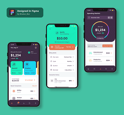 Bill & Subscription App UI UX Design appdesign creative design figma inspiration mobileapp responsive ui ux