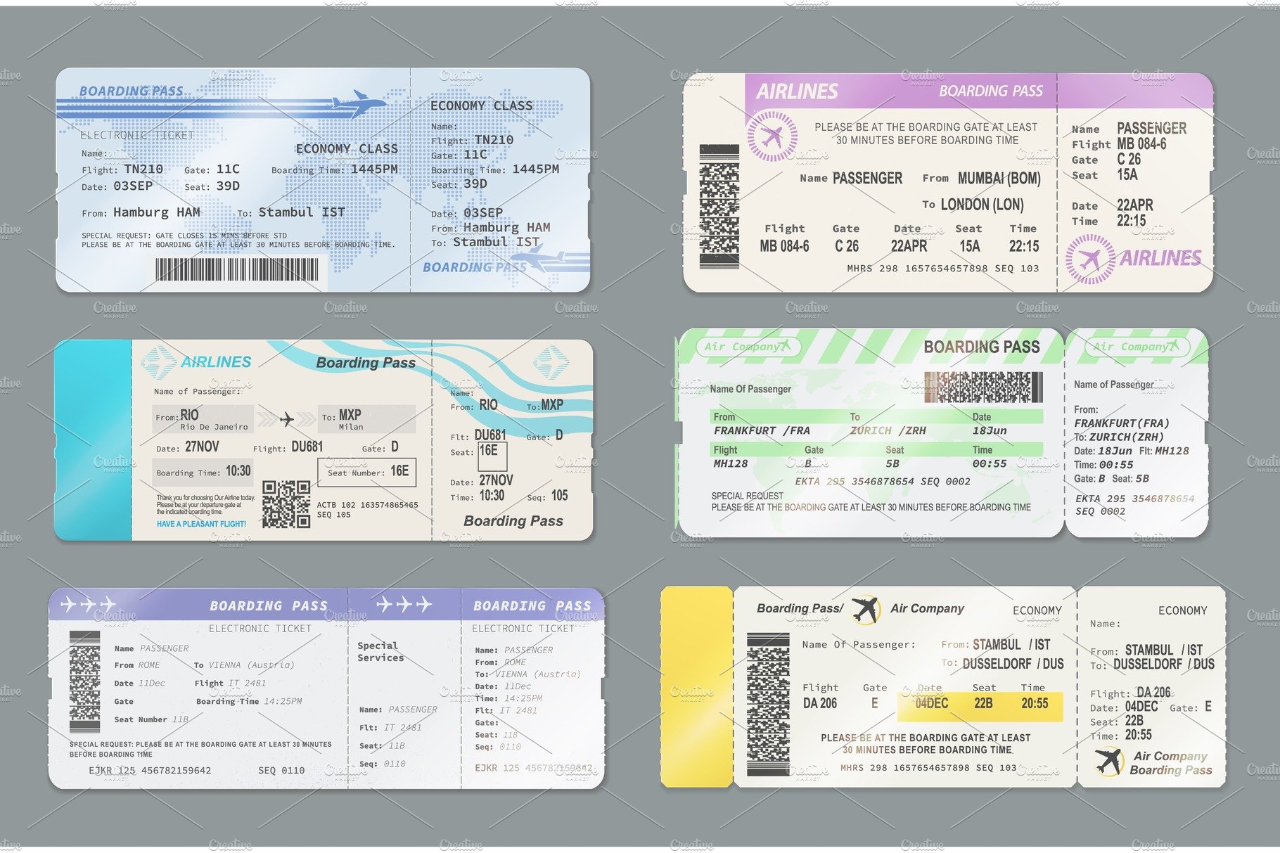 Boarding pass tickets by Vector Tradition SM on Dribbble