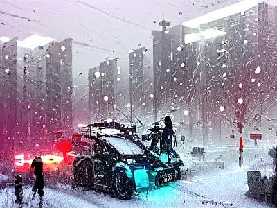 Cyberpunk winter cyberpunk diffusionclip experiment