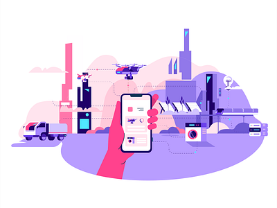 ioT ecosystem design illustration vector website