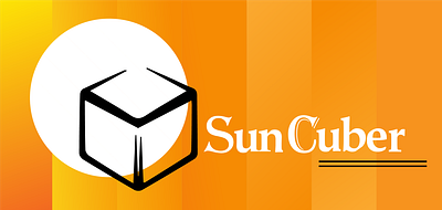 Sun+Cuber=SunCuber design flat logo typogaphy vector