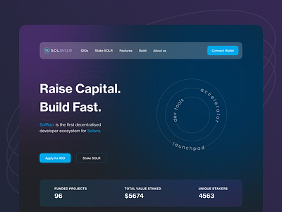 SolRazr Landing Page 3d bitcoin crypto design eth metaverse modern sol solana ui ui design web 3 web design website