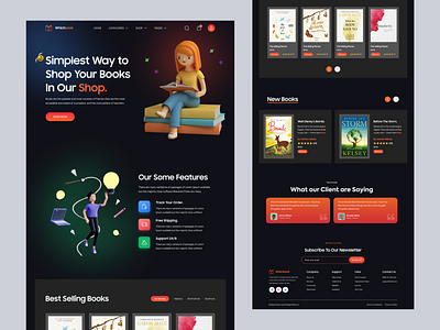 Book Store Landing Page app book book store book web ui branding clean clean design design e commerce ecommerce graphic design homepage landing landing page minimal shop store ui ux web