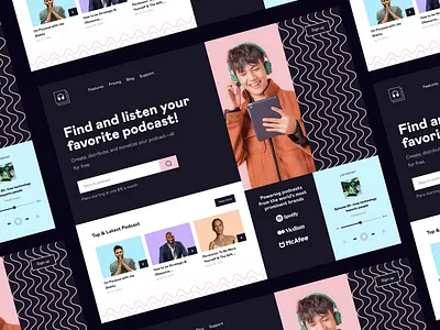 Podcast Landing Page development dribbble graphic design instagram landing page listen listener logo mobile app music podcast ui uiux web app web development web page