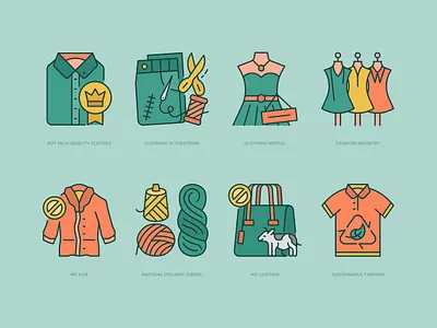 Sustainable Fashion Icons clothes clothes icon clothing environmental fabric fashion fashion icon icon icon design sustainable fashion textile