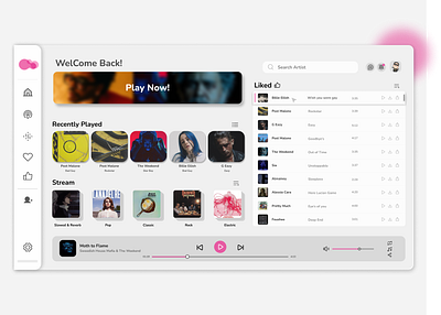 Conceptual UI-UX Dashboard Design of Music Player 3d animation app design branding design graphic design illustration landing page design logo motion graphics music app design music player page design player design post design ui ui design ux ux design vector