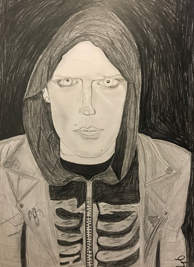 January Drawing graphite horror punk illustration music musician pencil portrait