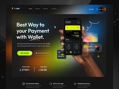 Finance Website Landing Page UI bank banking web cryptocurrency dark mode designer finance app finance website fintech gradient home page landingpage online payment payment payment getway product designer ui uiux web