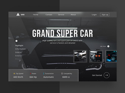 Showroom Car - Header Web Design branding car car rental web clean dark website design elegant web design header design high quality car lamborgini minimalist mobil modern super car ui ui design uiux vehicle web black design web design super car