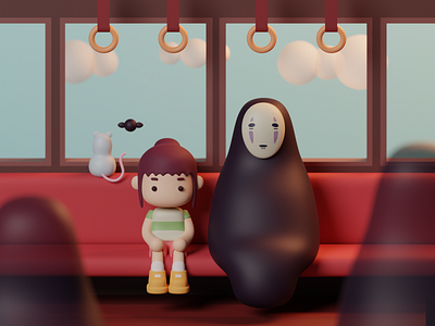 Spirited Away Fanart 3d 3d character 3d modelling blender 3d character ghibli illustration monster no face spirited away