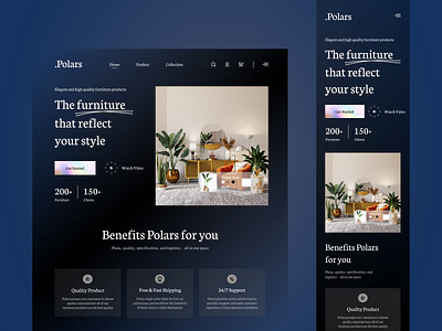 Polars - Furniture Shop Landing Page branding design furniture landing page ui website