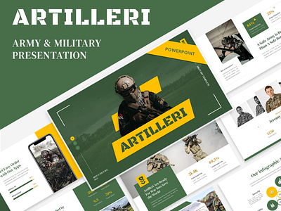 Artilleri – Military & Army PowerPoint Template army business creative design graphic design guns illustration infographic military navy powerpoint powerpoint template pptx presentation pubg slides soldier trendy