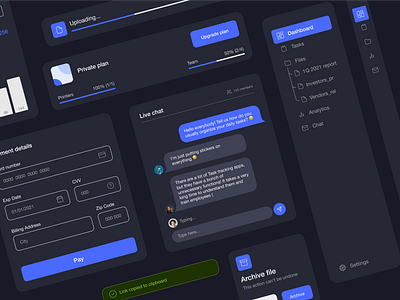 UI kit | Dark theme app components dashboard design design system service ui ui kit ux