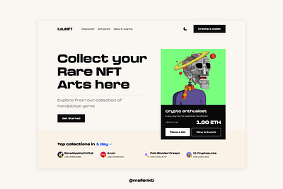 LuluNFT - Web Light Mode adobe xd adobexd adobexduikit app design apple design illustration nft spotify ui