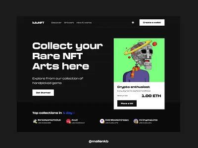 LuluNFT - Web Dark Mode adobe xd adobexd adobexduikit app design apple defy design graphic design illustration logo motion graphics nft spotify ui