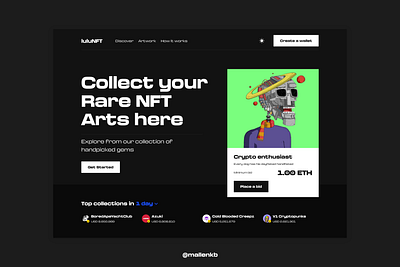 LuluNFT - Web Dark Mode adobe xd adobexd adobexduikit app design apple defy design graphic design illustration logo motion graphics nft spotify ui