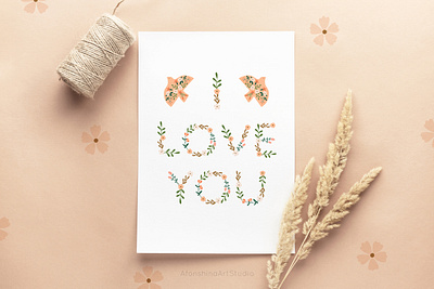 Floral love bundle bundle clipart design floral flowers heart illustration love spring valentines day vector