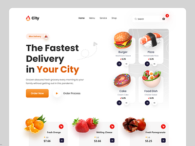 Fruit - Food Delivery Landing Page 🍕 burger cooking delivery eat eating food food and drink food delivery app food delivery landing page food delivery service food order foodie fruit home page interface landing page pizza restaurant uiux website design