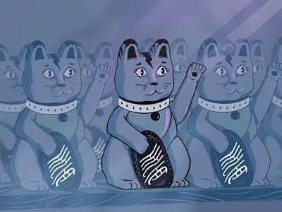 Dreaming about Tokyo dibujo drawing illustration japan lucky cat mood procreate tokyo