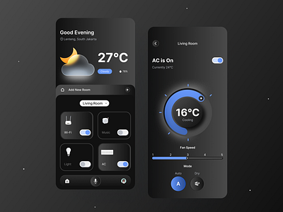 Smart Home App - Neumorphism/Skeuomorphism design mobile app mobile app design mobile ui neumorphism skeuomorphism ui uidesign