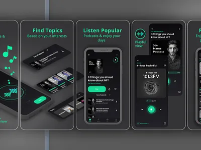 Podcast App screenshots | Apple app store| app app screenshots branding design graphic design store graphics ui