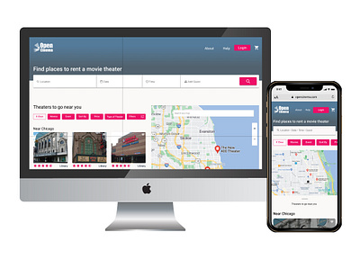 Open Cinema: Responsive Site For Booking A Movie Theater Room booking branding films movie product productdesign ui web