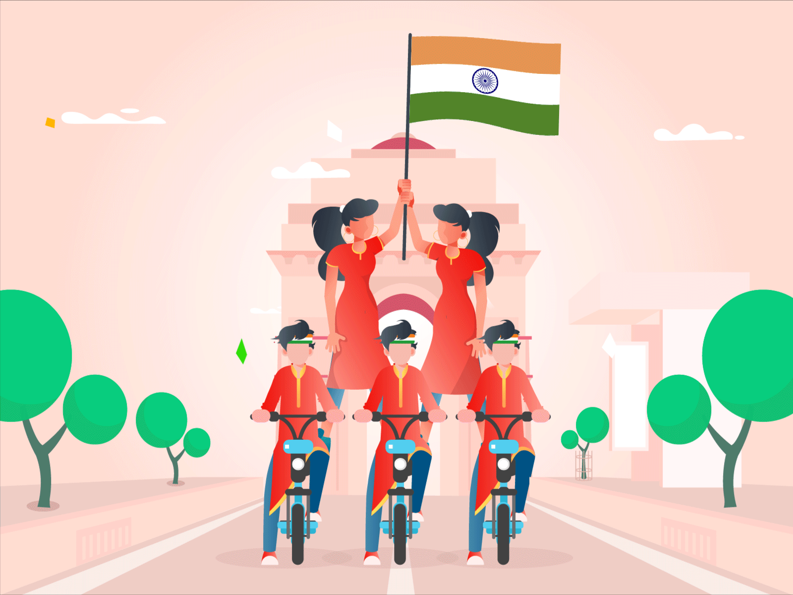 Happy Republic Day 2022 ! 2022 animation branding electric bike gif happy republic day illustration motion graphics republic day republic day gif sustainable future vector