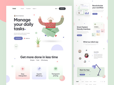 Task Manager Landin page - Web Design 3d afghanistan app design graphic design illustration landing landing page landing page design minimal mobile app task task manger task manger landing ux web website website design yasir