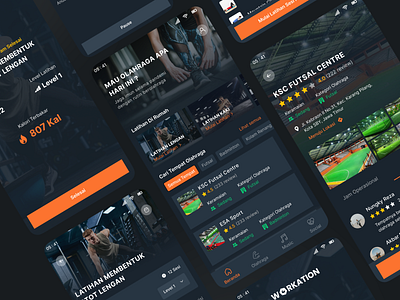 Workation : Home Workout App and Gym Finder app awesome design clean clean design dark ui design gym gymnasium home app home workout inspiration mobile apps modern modern ui professional professional design ui ui design uiux workout