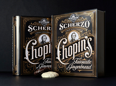 Scherzo: Chopin's Favourite Gingerbread chocolate food hand lettering lettering logo packaging steelbox sweets type typography