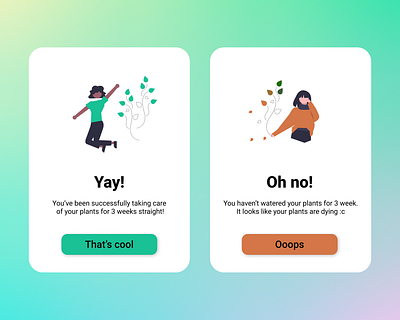 Daily UI: 011 - Flash message dailyui design figma flash message message plant plants pop up ui uiux ux watering plants