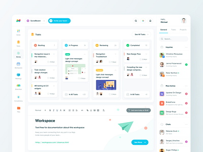 Edworking.com - Home Tasks Page clean crm mobile product product design project manager social task manager tasks web workspace