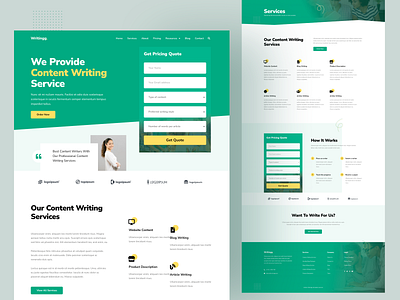 Writingg - Content Copywriting Service Elementor Template author business content content writing corporate design elementor figma freelancer landing page landingpage seo services template ui web design website wordpress writer writing