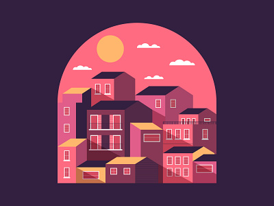 Small Town Landscape building design flat design graphic design icon illustration landscape logo town vector