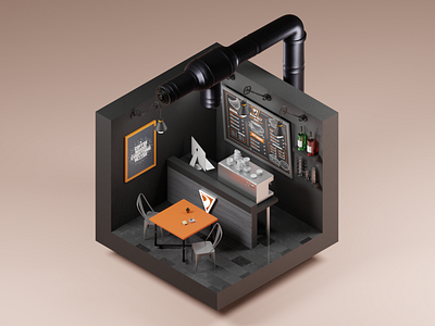 My Lovely Cafe 3d 3d cafe 3d design barista blender blender cafe cafe coffee illustration