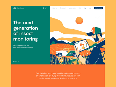 FarmSense Website Home Page agriculture branding design design studio farm farmers farming graphic design hero illustration hero section home page illustration interface ui user experience ux web web design web marketing website