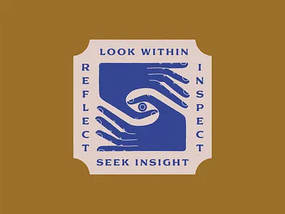 Reflect & Inspect badge design eye hand drawn hands illustration illustrator insight introspection reflect texture typography vintage