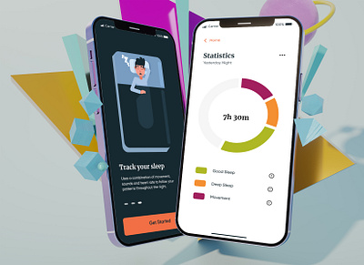 Sleep tracking app design illustration ui ux vector