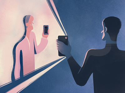 Light mode or Dark mode 2d illustration bright camera character character design dark fireart fireart studio light man mobile phone