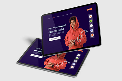 Above the fold web design for a smart watch above the fold ui web website
