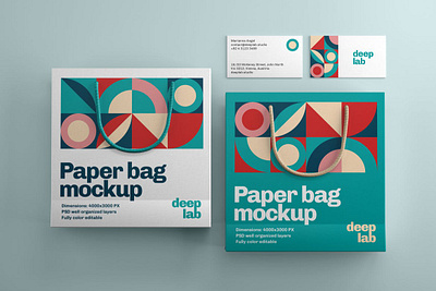 Paper Bag & Business Card Branding Mockup Set bag brand identity branding identity business card corporate design empty handle identity mockup package package mockup paper paper bag paper mockup shop stationery store template