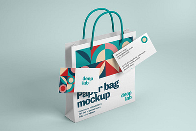 Paper Bag & Business Card Branding Mockup Set bag brand identity branding identity business card corporate design empty handle identity mockup package package mockup paper paper bag paper mockup shop stationery store template