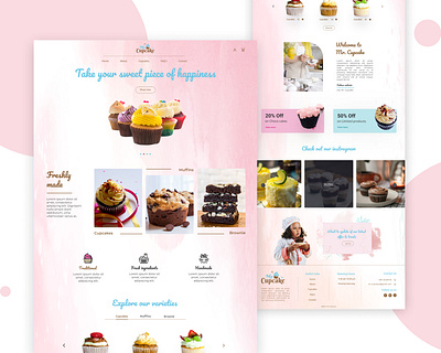 Cupcake website clean design cupcake design illustration landingpage minimal design online order typography ui ux