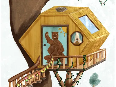 Bear house. digital illustration
