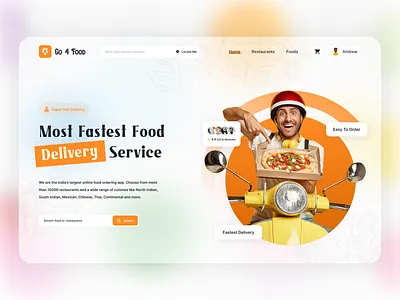 Go 4 Food app ui food app food delivery oncept food delivery site food site landing page materialdesign mobile app design uxdesign web template website