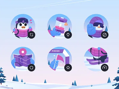 Skuin - AR Ski Goggles App app design ar empty state goggle icon icon illustration illustration maps mascot mascot illustration nurdiansyah penguin mascot poplular ski ski app ski mascot skuin snow snowboard vr