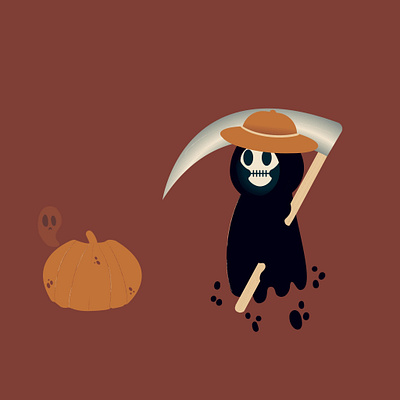 23. Harvest character design grim reaper harvest illustration illustrator minimal pumpkin vector