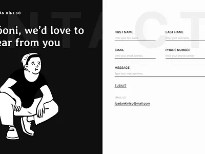 Contact Us form for ÌBÀDÀN KÍNI SÒ contact contact us design get in touch tourism ui web